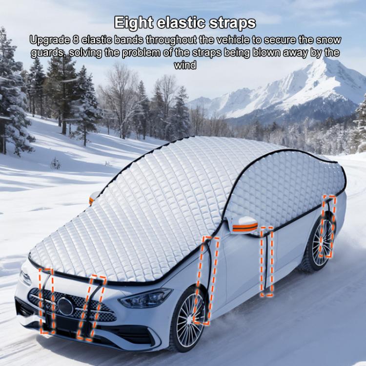 SUITU ST-4019 Car Aluminized Film Anti-Frost Snow and UV Protection Half Car Cover, Universal SUV Model - Silver Black