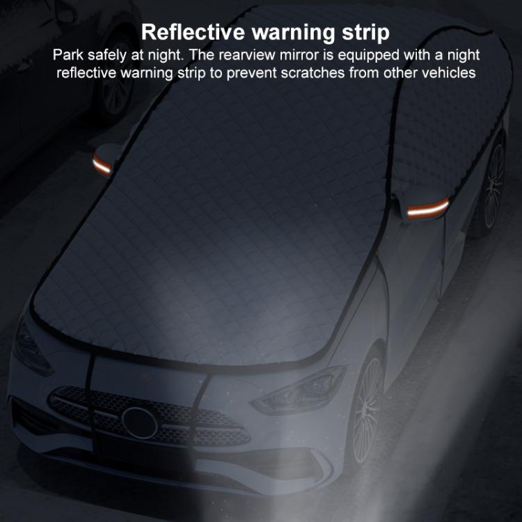 SUITU ST-4019 Car Aluminized Film Anti-Frost Snow and UV Protection Half Car Cover, Universal Hatchback - Silver Black