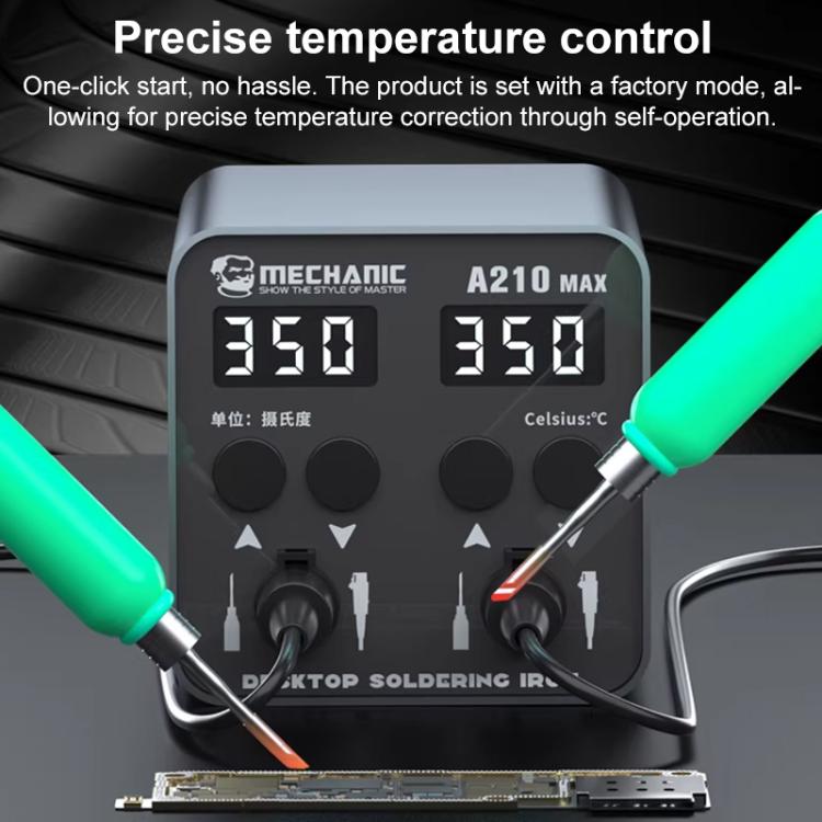 MECHANIC A210 Max Intelligent Constant Temperature Double-station Soldering Station, Plug:EU Plug