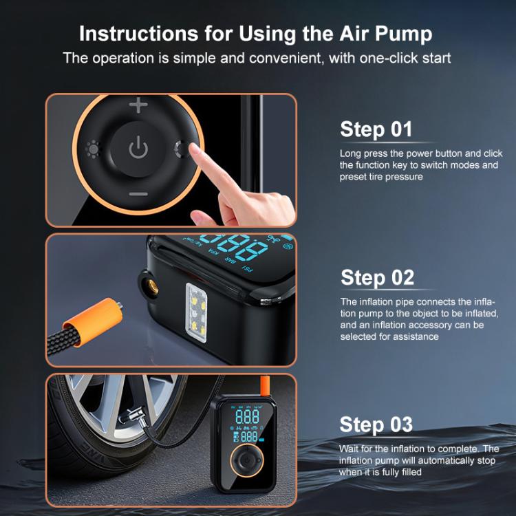 SUITU ST-5535B 4000mAh Digital Display Wireless Car Air Pump Electric Smart Tire Inflator - Dark Gray
