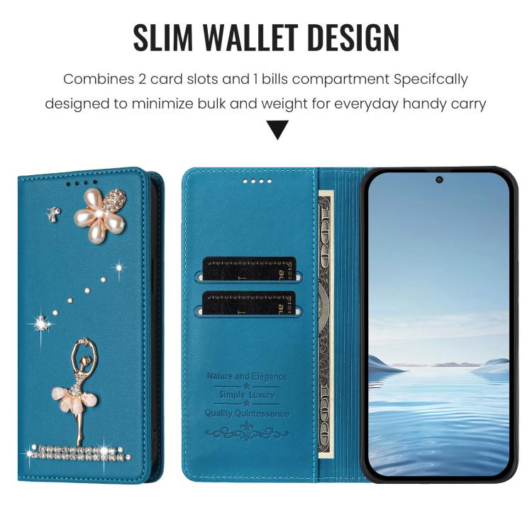 For Doogee Note 56 Pro Ballet Girl Diamond Studded RFID Vegan Leather Phone Case