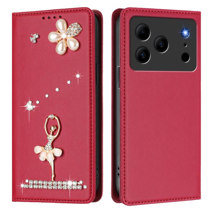 For Doogee Note 56 Pro Ballet Girl Diamond Studded RFID Vegan Leather Phone Case