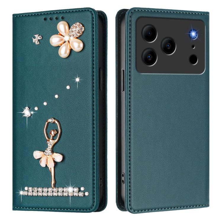 For Doogee Note 56 Pro Ballet Girl Diamond Studded RFID Vegan Leather Phone Case