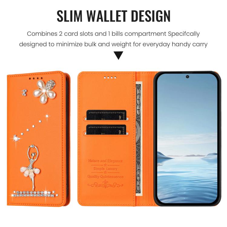 For Doogee Note 56 Ballet Girl Diamond Studded RFID Vegan Leather Phone Case