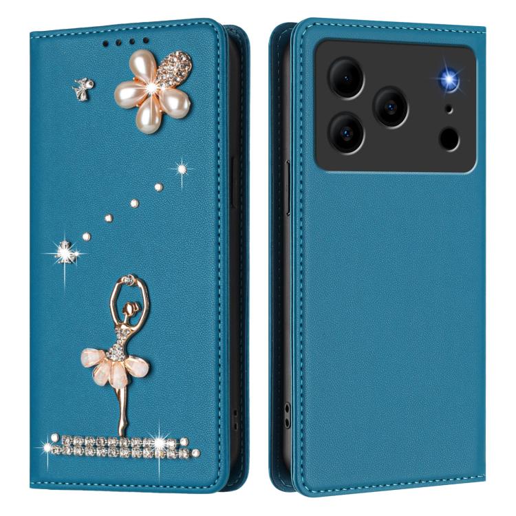 For Doogee Note 56 Ballet Girl Diamond Studded RFID Vegan Leather Phone Case