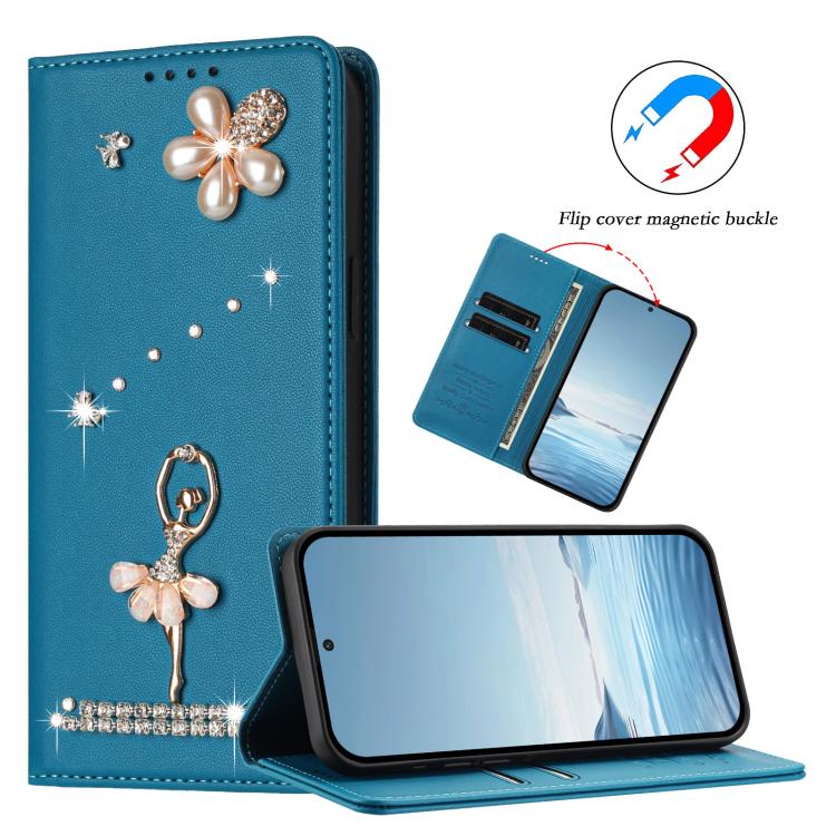 For Doogee Note 56 Ballet Girl Diamond Studded RFID Vegan Leather Phone Case