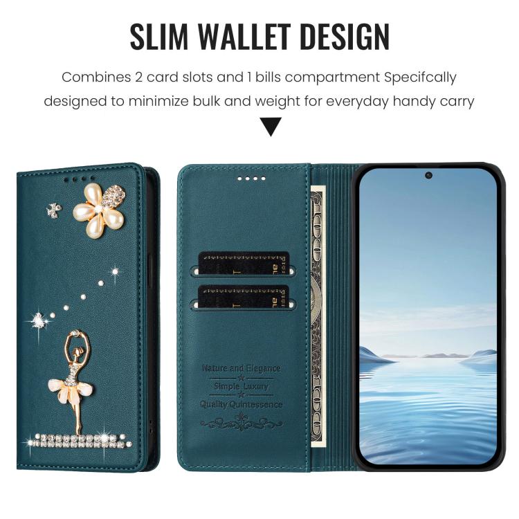 For Doogee Note 56 Ballet Girl Diamond Studded RFID Vegan Leather Phone Case
