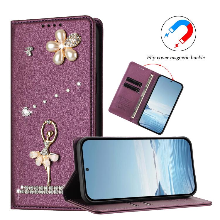 For Doogee Note 56 Ballet Girl Diamond Studded RFID Vegan Leather Phone Case