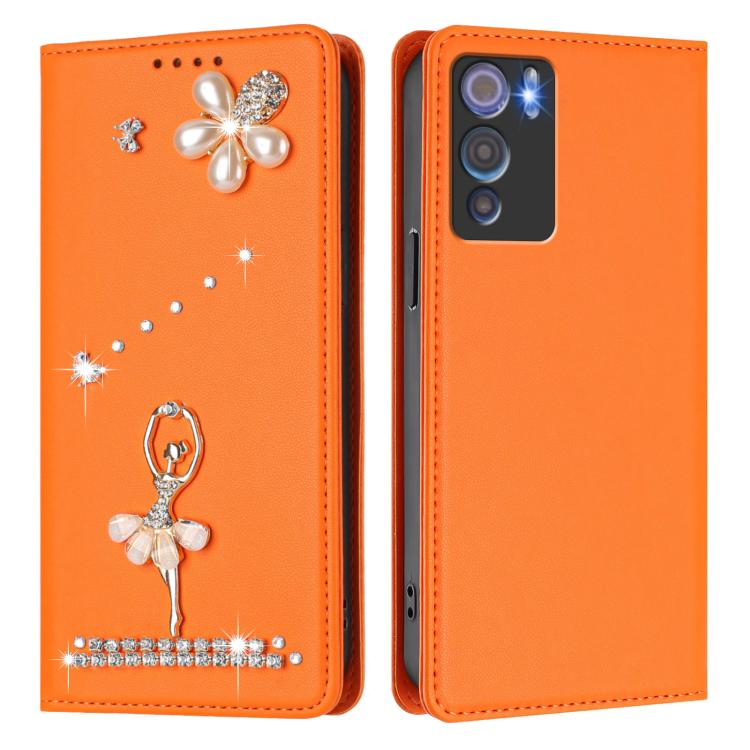 For Doogee N60 Pro Ballet Girl Diamond Studded RFID Vegan Leather Phone Case