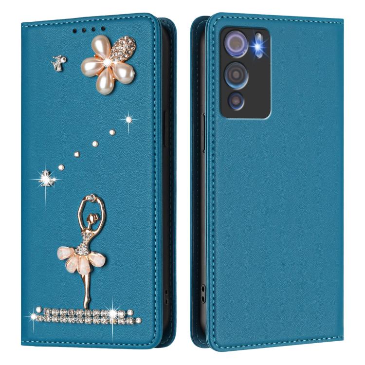 For Doogee N60 Pro Ballet Girl Diamond Studded RFID Vegan Leather Phone Case