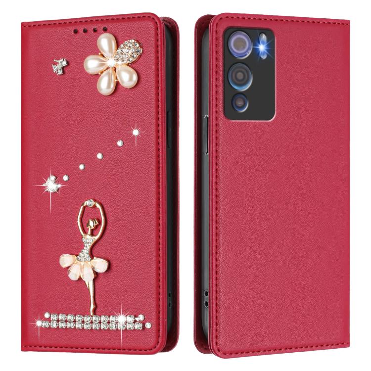 For Doogee N60 Pro Ballet Girl Diamond Studded RFID Vegan Leather Phone Case