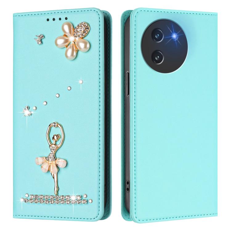 For Doogee Note 59 5G / 59 Pro Ballet Girl Diamond Studded RFID Vegan Leather Phone Case