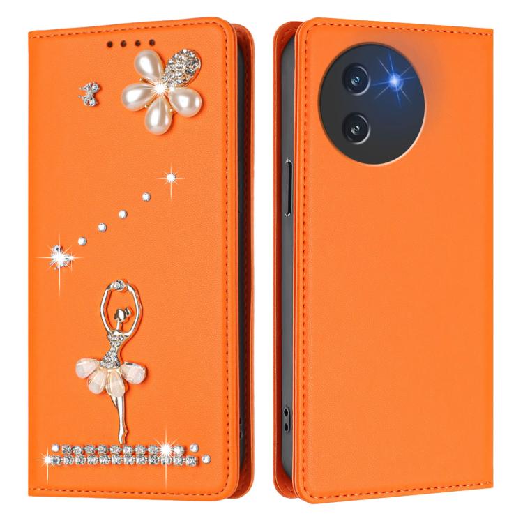 For Doogee Note 59 5G / 59 Pro Ballet Girl Diamond Studded RFID Vegan Leather Phone Case