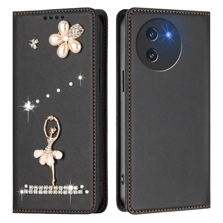 For Doogee Note 59 5G / 59 Pro Ballet Girl Diamond Studded RFID Vegan Leather Phone Case