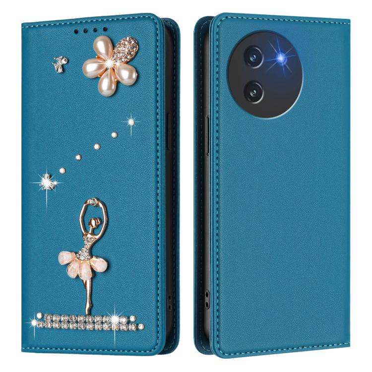 For Doogee Note 59 5G / 59 Pro Ballet Girl Diamond Studded RFID Vegan Leather Phone Case