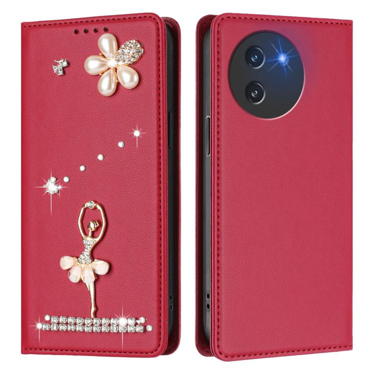 For Doogee Note 59 5G / 59 Pro Ballet Girl Diamond Studded RFID Vegan Leather Phone Case