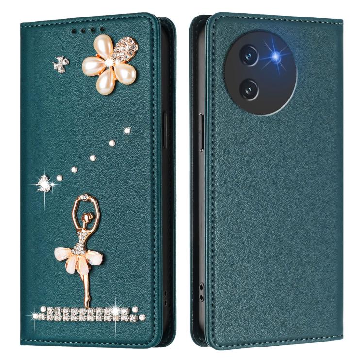 For Doogee Note 59 5G / 59 Pro Ballet Girl Diamond Studded RFID Vegan Leather Phone Case