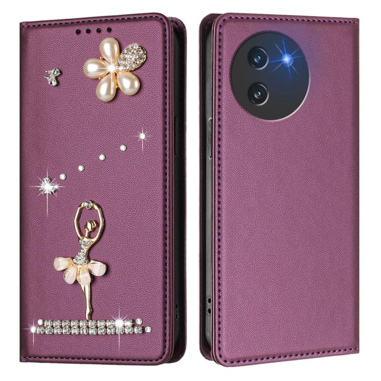 For Doogee Note 59 5G / 59 Pro Ballet Girl Diamond Studded RFID Vegan Leather Phone Case