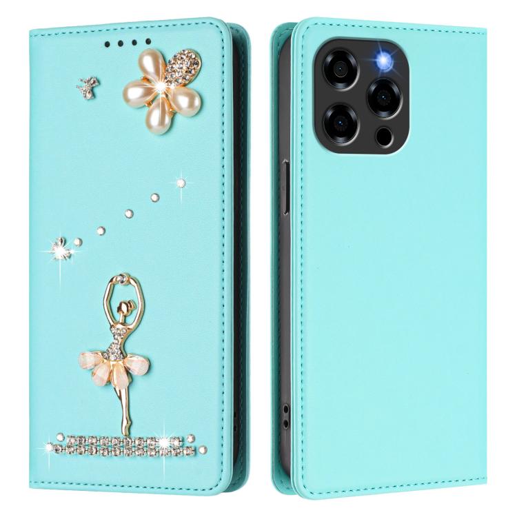 For Doogee Note 58 / 58 Pro Ballet Girl Diamond Studded RFID Vegan Leather Phone Case