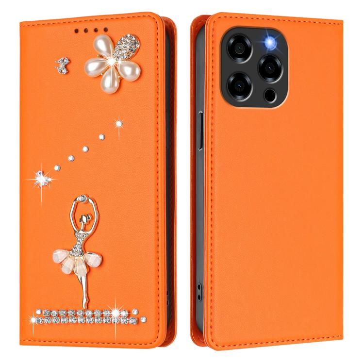For Doogee Note 58 / 58 Pro Ballet Girl Diamond Studded RFID Vegan Leather Phone Case