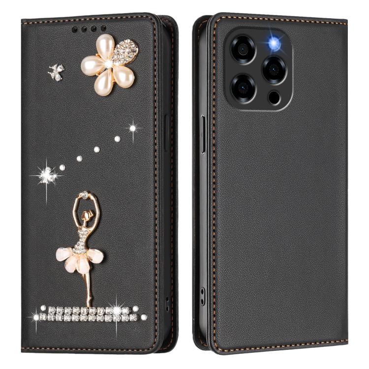 For Doogee Note 58 / 58 Pro Ballet Girl Diamond Studded RFID Vegan Leather Phone Case
