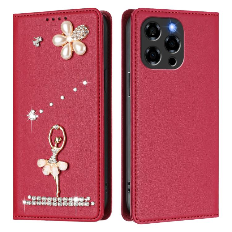 For Doogee Note 58 / 58 Pro Ballet Girl Diamond Studded RFID Vegan Leather Phone Case
