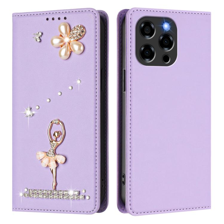 For Doogee Note 58 / 58 Pro Ballet Girl Diamond Studded RFID Vegan Leather Phone Case
