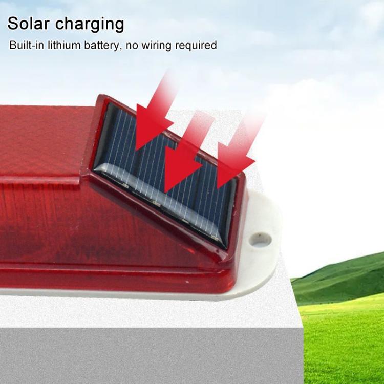 Solar Powered Nighttime LED Flashing Warning Light, Type:Double-sided Tape