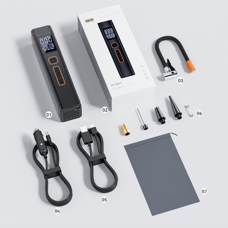 SUITU ST-5541 Portable Dual Screen Digital Display Car Electric Wireless Air Pump - Black