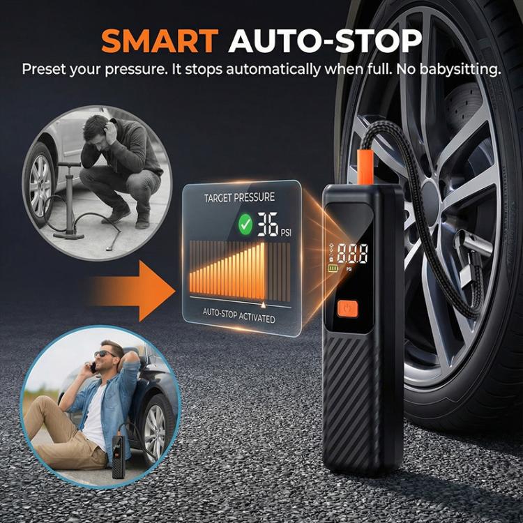 SUITU ST-5543 Car Wireless Digital Display Air Pump Electric Tire Inflator, Battery Capacity:4000mAh - Black