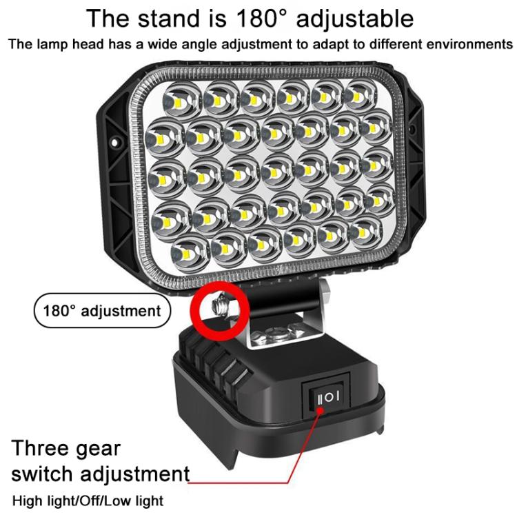 5 inch Square High and Low Beam Dual USB LED Emergency Work Light, For Makita Battery Slot