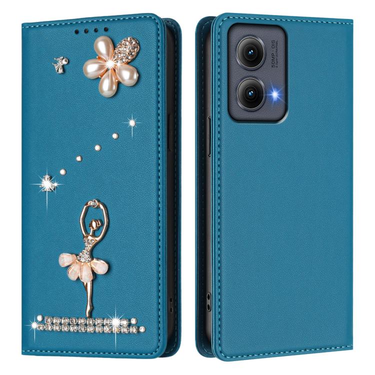 For Motorola Edge 5G 2024 Global Ballet Girl Diamond Studded RFID Vegan Leather Phone Case