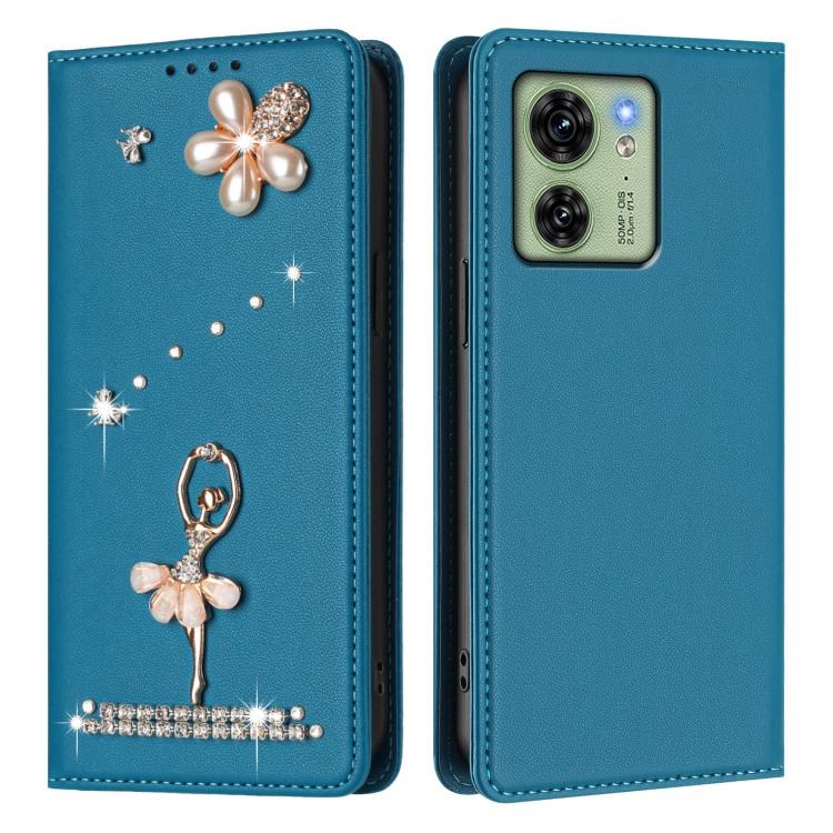 For Motorola Edge 40 5G Global Ballet Girl Diamond Studded RFID Vegan Leather Phone Case