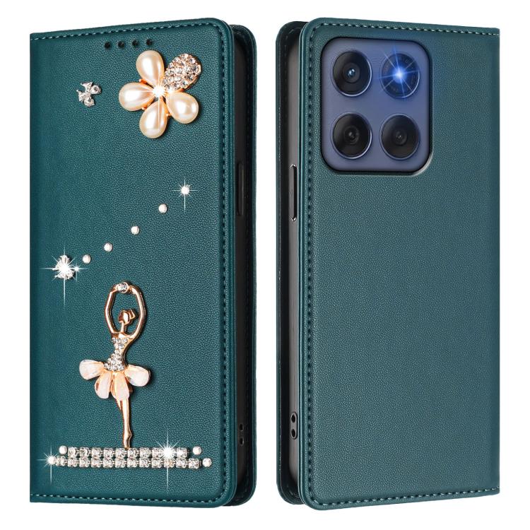 For Motorola Edge 60 Fusion Ballet Girl Diamond Studded RFID Vegan Leather Phone Case