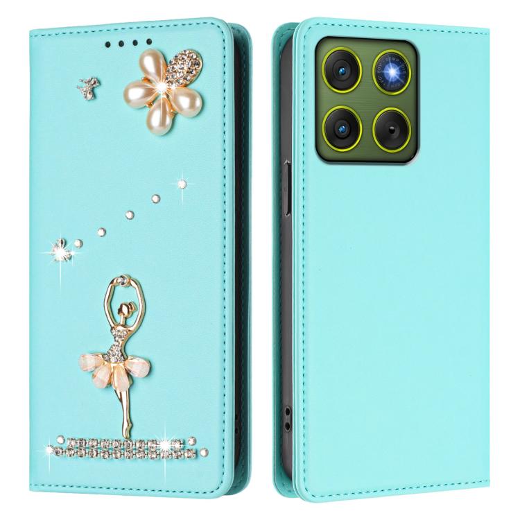 For Motorola Edge 70 5G / X70 Air 5G Ballet Girl Diamond Studded RFID Vegan Leather Phone Case