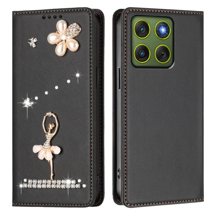 For Motorola Edge 70 5G / X70 Air 5G Ballet Girl Diamond Studded RFID Vegan Leather Phone Case