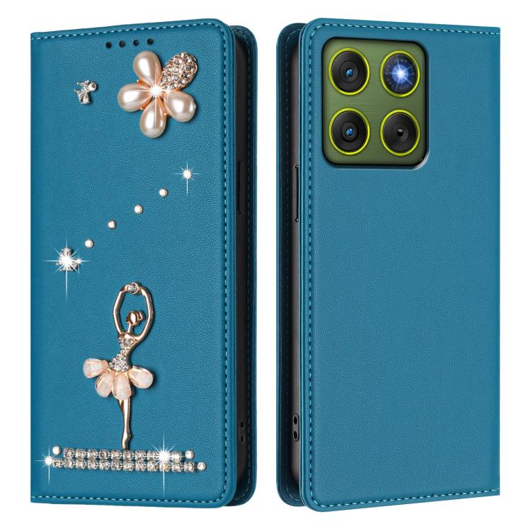 For Motorola Edge 70 5G / X70 Air 5G Ballet Girl Diamond Studded RFID Vegan Leather Phone Case
