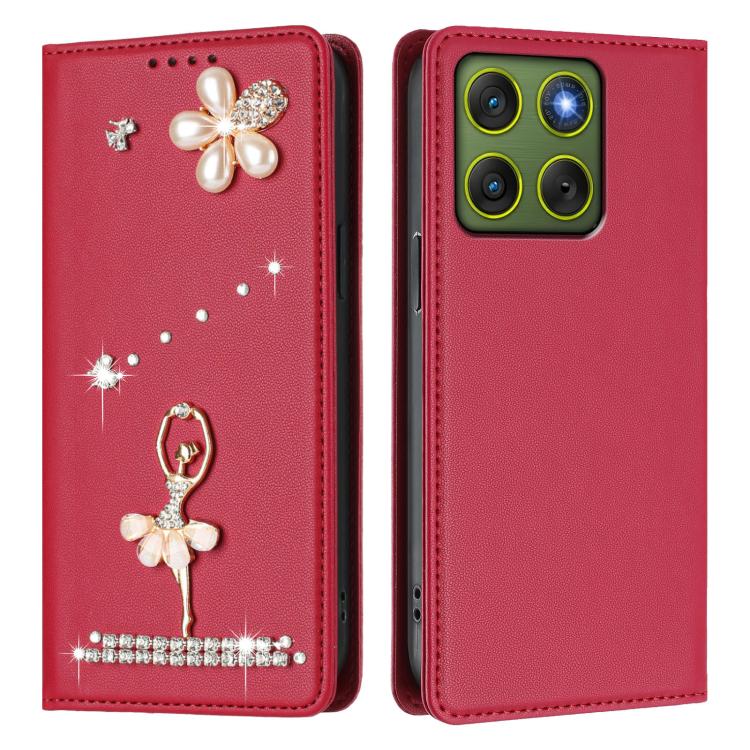 For Motorola Edge 70 5G / X70 Air 5G Ballet Girl Diamond Studded RFID Vegan Leather Phone Case