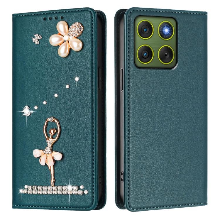 For Motorola Edge 70 5G / X70 Air 5G Ballet Girl Diamond Studded RFID Vegan Leather Phone Case