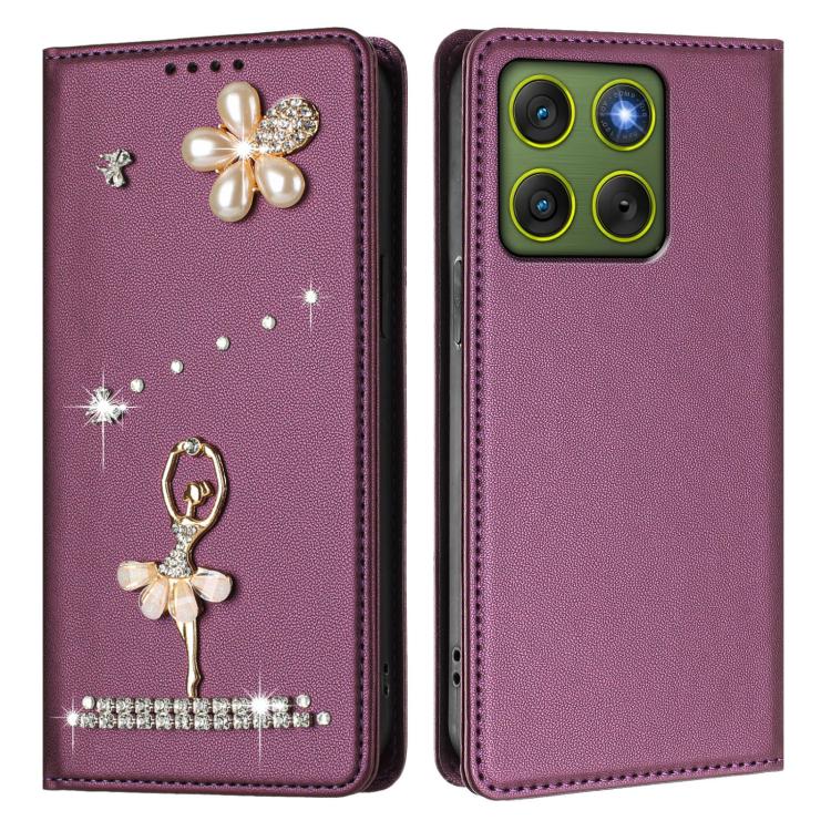 For Motorola Edge 70 5G / X70 Air 5G Ballet Girl Diamond Studded RFID Vegan Leather Phone Case