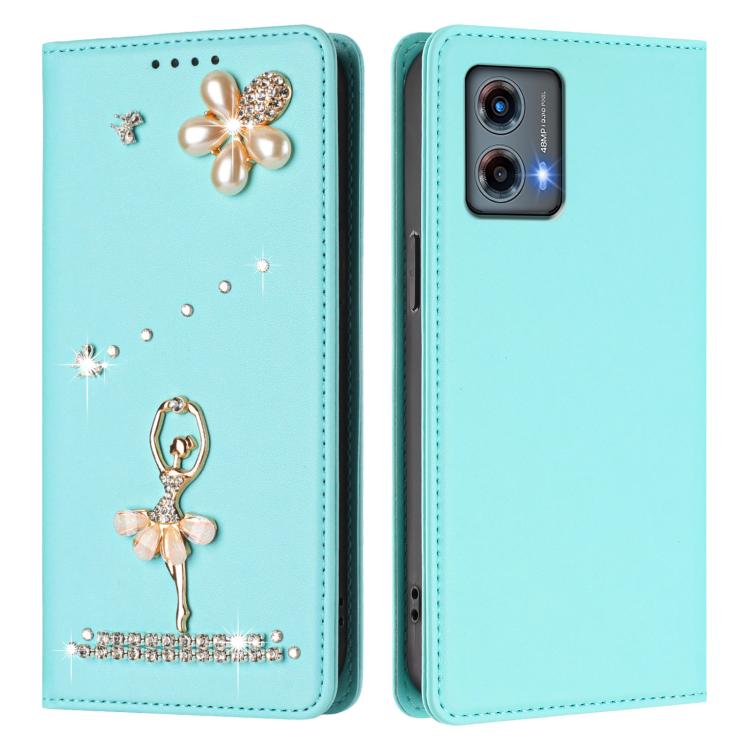 For Motorola Moto G 5G 2023 Global Ballet Girl Diamond Studded RFID Vegan Leather Phone Case