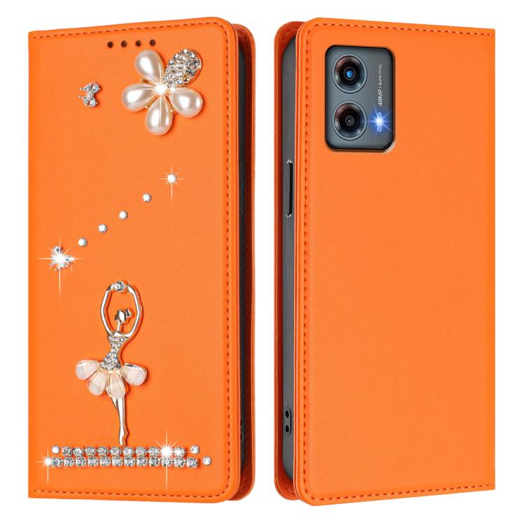 For Motorola Moto G 5G 2023 Global Ballet Girl Diamond Studded RFID Vegan Leather Phone Case