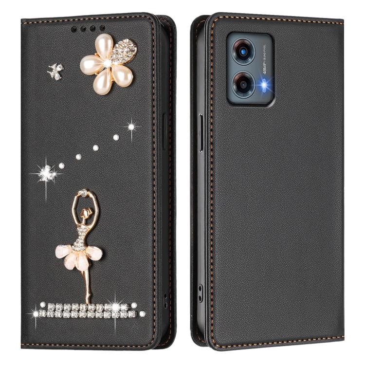 For Motorola Moto G 5G 2023 Global Ballet Girl Diamond Studded RFID Vegan Leather Phone Case