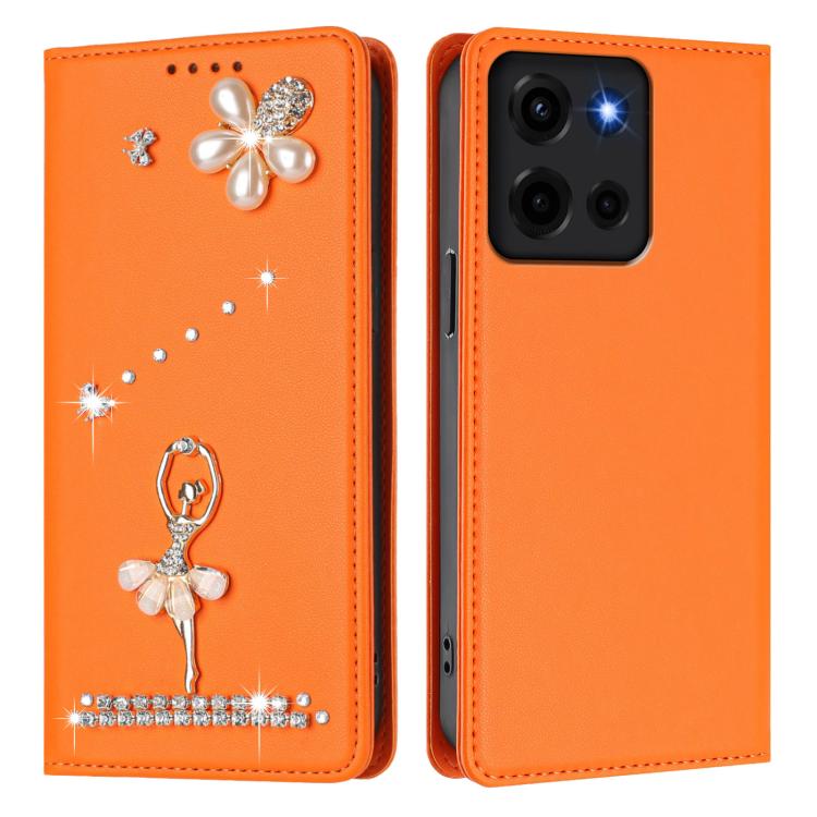 For Motorola Moto G 5G 2026 Ballet Girl Diamond Studded RFID Vegan Leather Phone Case