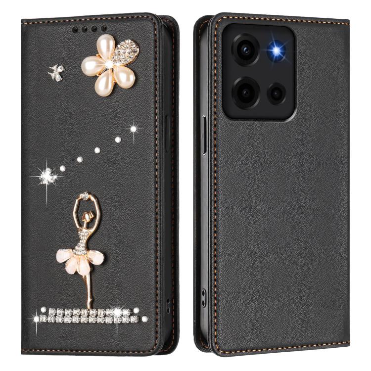 For Motorola Moto G 5G 2026 Ballet Girl Diamond Studded RFID Vegan Leather Phone Case