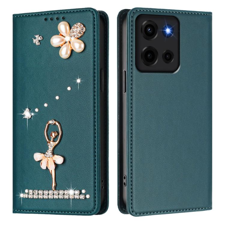 For Motorola Moto G 5G 2026 Ballet Girl Diamond Studded RFID Vegan Leather Phone Case