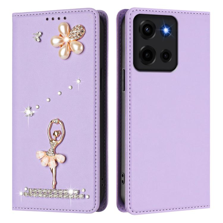 For Motorola Moto G 5G 2026 Ballet Girl Diamond Studded RFID Vegan Leather Phone Case