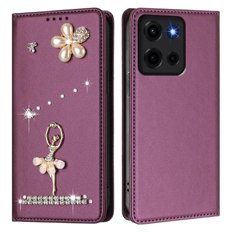 For Motorola Moto G 5G 2026 Ballet Girl Diamond Studded RFID Vegan Leather Phone Case