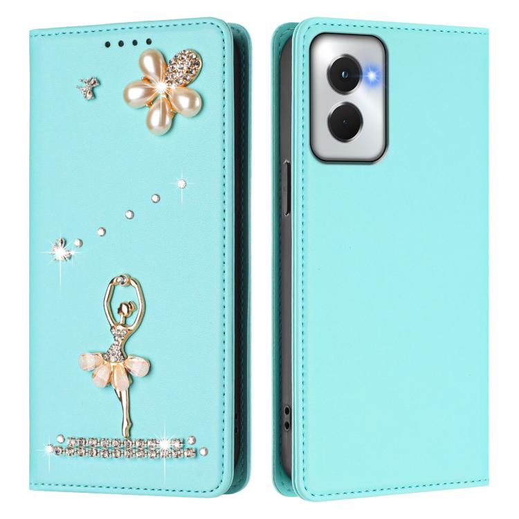 For Motorola Moto G Power 5G 2024 Ballet Girl Diamond Studded RFID Vegan Leather Phone Case
