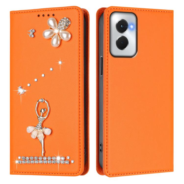 For Motorola Moto G Power 5G 2024 Ballet Girl Diamond Studded RFID Vegan Leather Phone Case